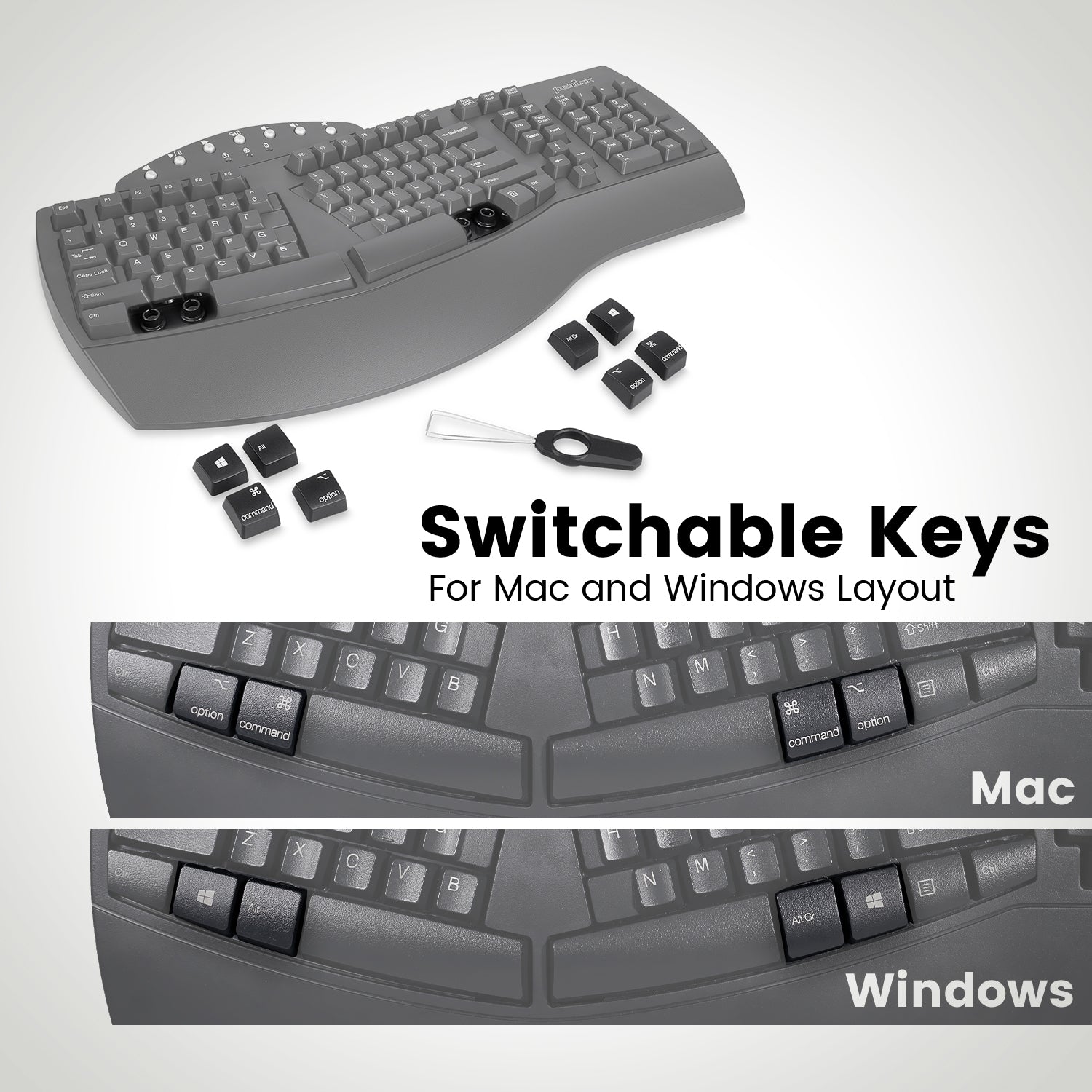 PERIBOARD-612 B - Wireless Ergonomic Keyboard plus Bluetooth Connection - Perixx Europe