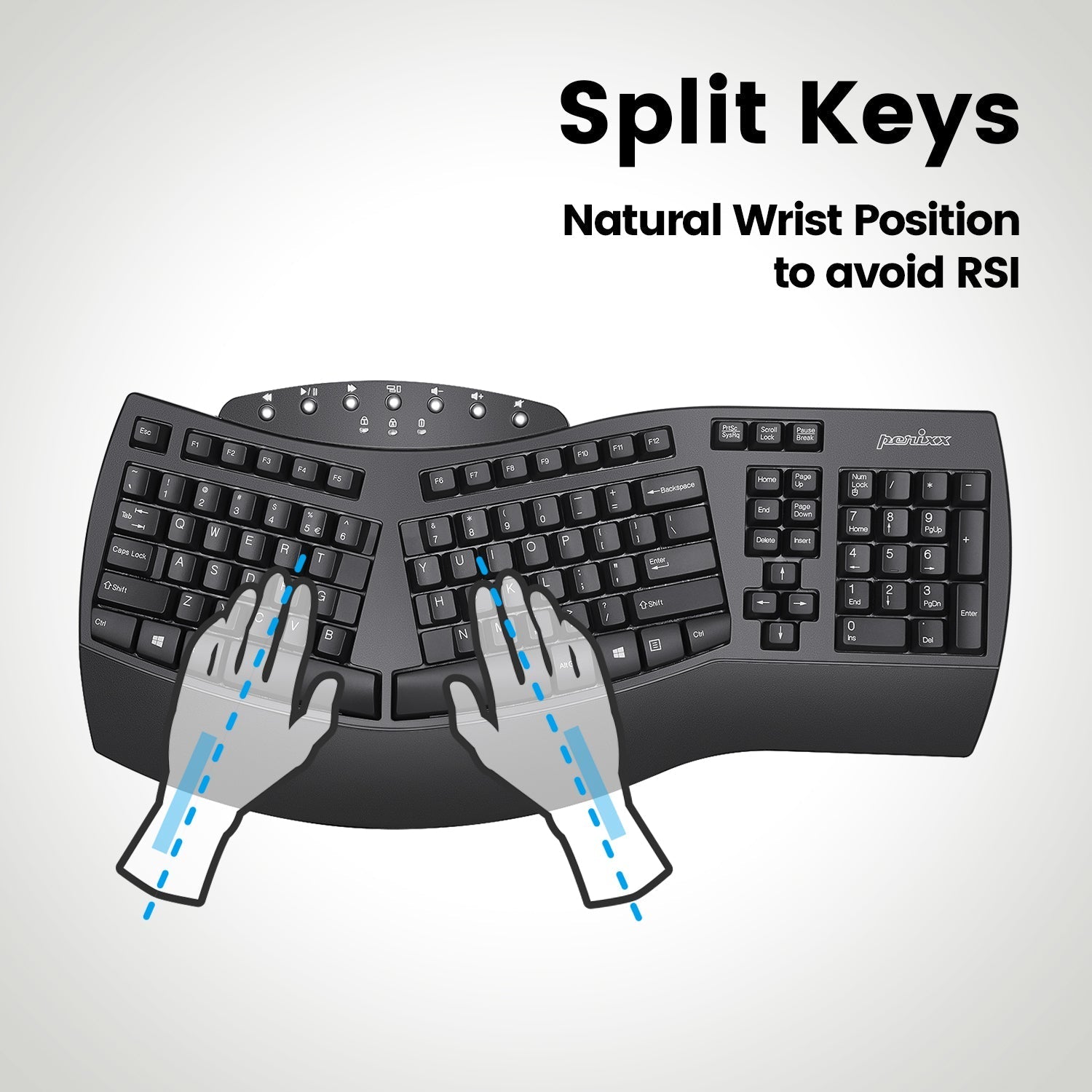 PERIBOARD-612 B - Wireless Ergonomic Keyboard plus Bluetooth Connection - Perixx Europe