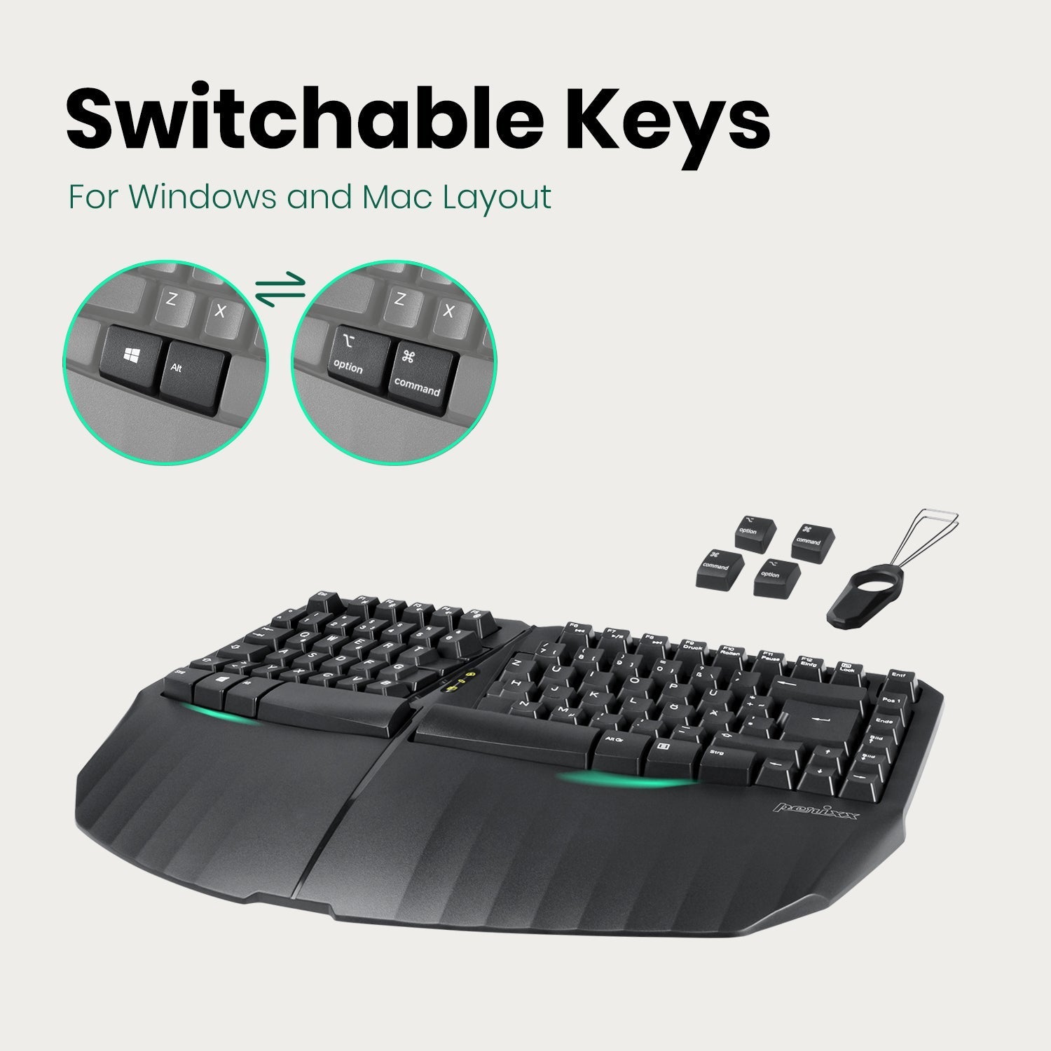 PERIBOARD-613 B - Wireless Ergonomic Keyboard 75% plus Bluetooth Connection - Perixx Europe