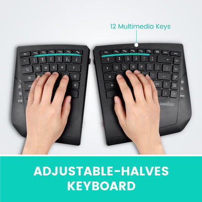 PERIBOARD-624B - Wireless Ergonomic Split Keyboard - Adjustable Tilt Angle - Perixx Europe