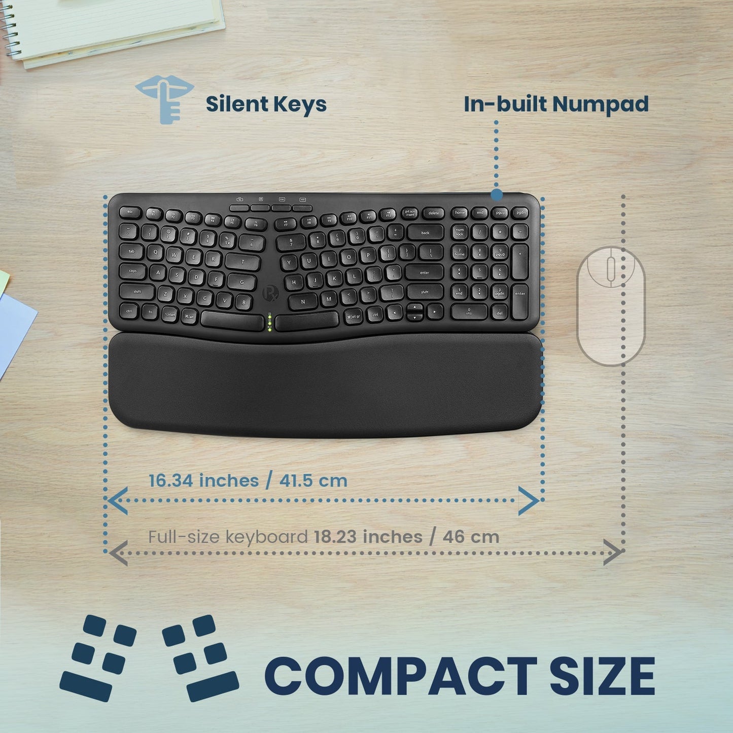 PERIBOARD - 636 Wireless Ergonomic Compact USB Keyboard - Perixx Europe