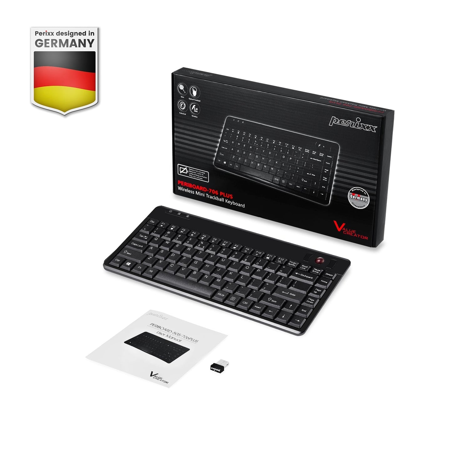 PERIBOARD-706 PLUS - Wireless Trackball Keyboard 75% - Perixx Europe