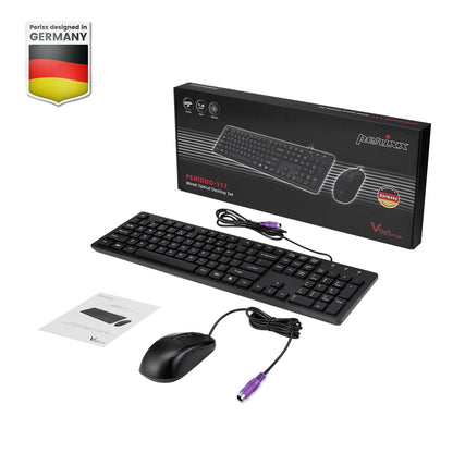 PERIDUO - 117P - Wired Standard PS2 Keyboard and Mouse Combo - Perixx Europe