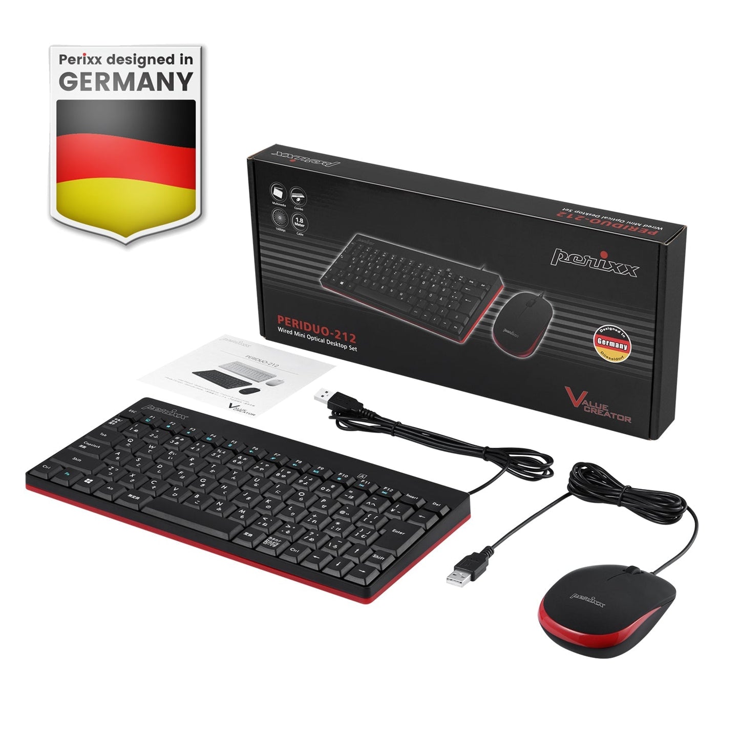 PERIDUO - 212 Wired Mini Keyboard and Mouse Combo - Perixx Europe