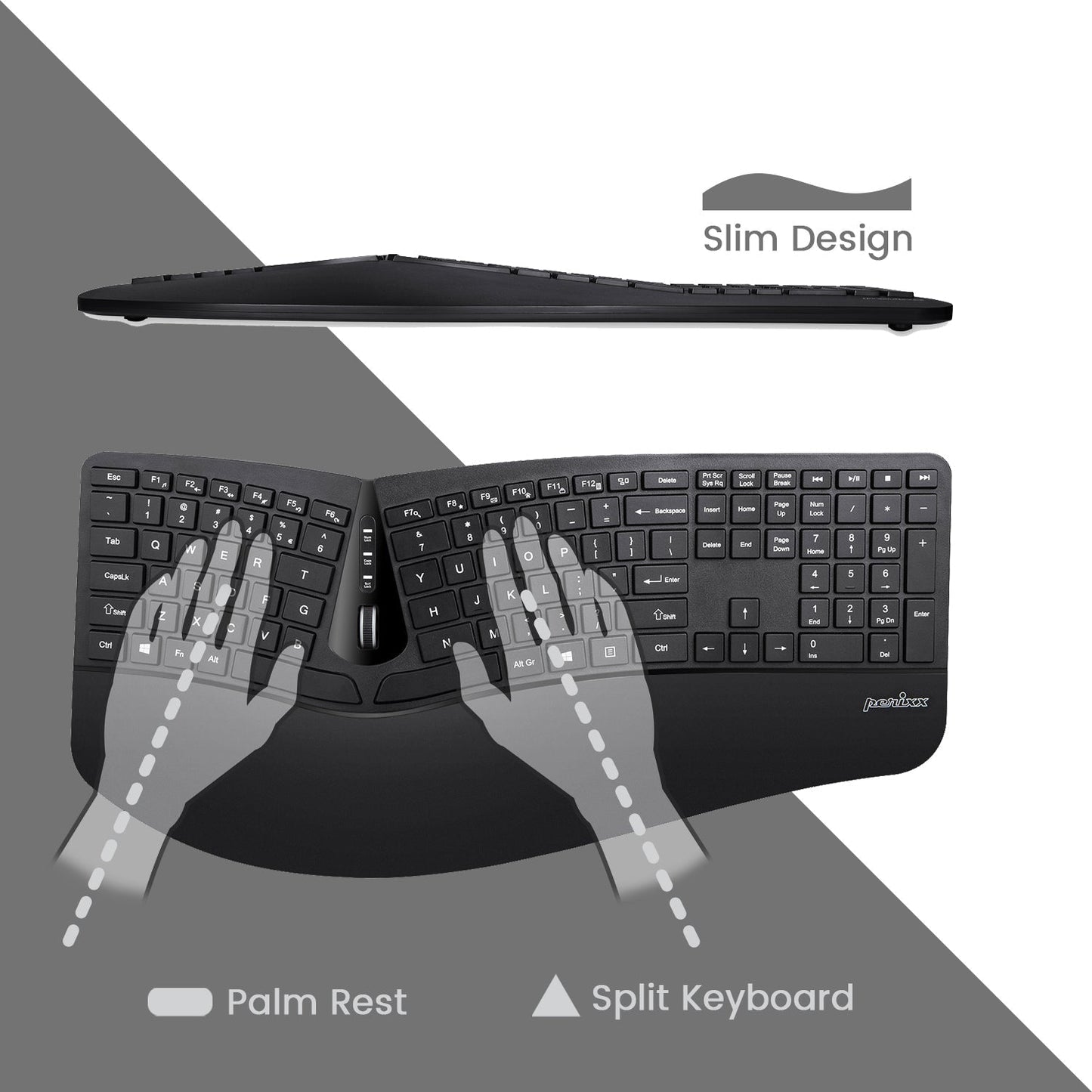 PERIDUO-605 - Wireless Ergonomic Combo (100% Keyboard and Vertical Mouse) - Perixx Europe