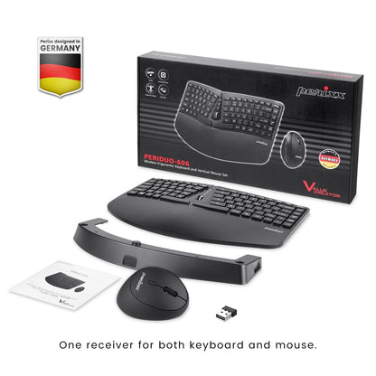 PERIDUO-606 - Wireless Ergonomic Combo (75% Keyboard and Vertical Mouse) - Perixx Europe