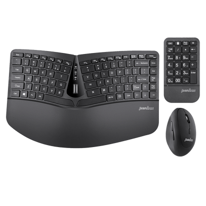 PERIDUO-606A - Wireless Ergonomic Combo (75% Keyboard, Number Pad, and Vertical Mouse) - Perixx Europe