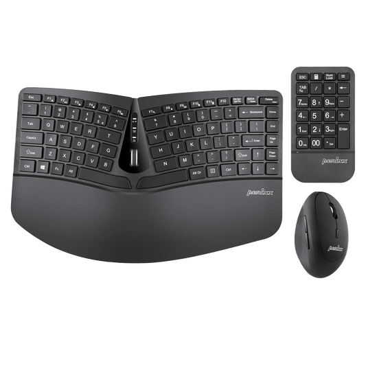 PERIDUO-606A - Wireless Ergonomic Combo (75% Keyboard, Number Pad, and Vertical Mouse) - Perixx Europe