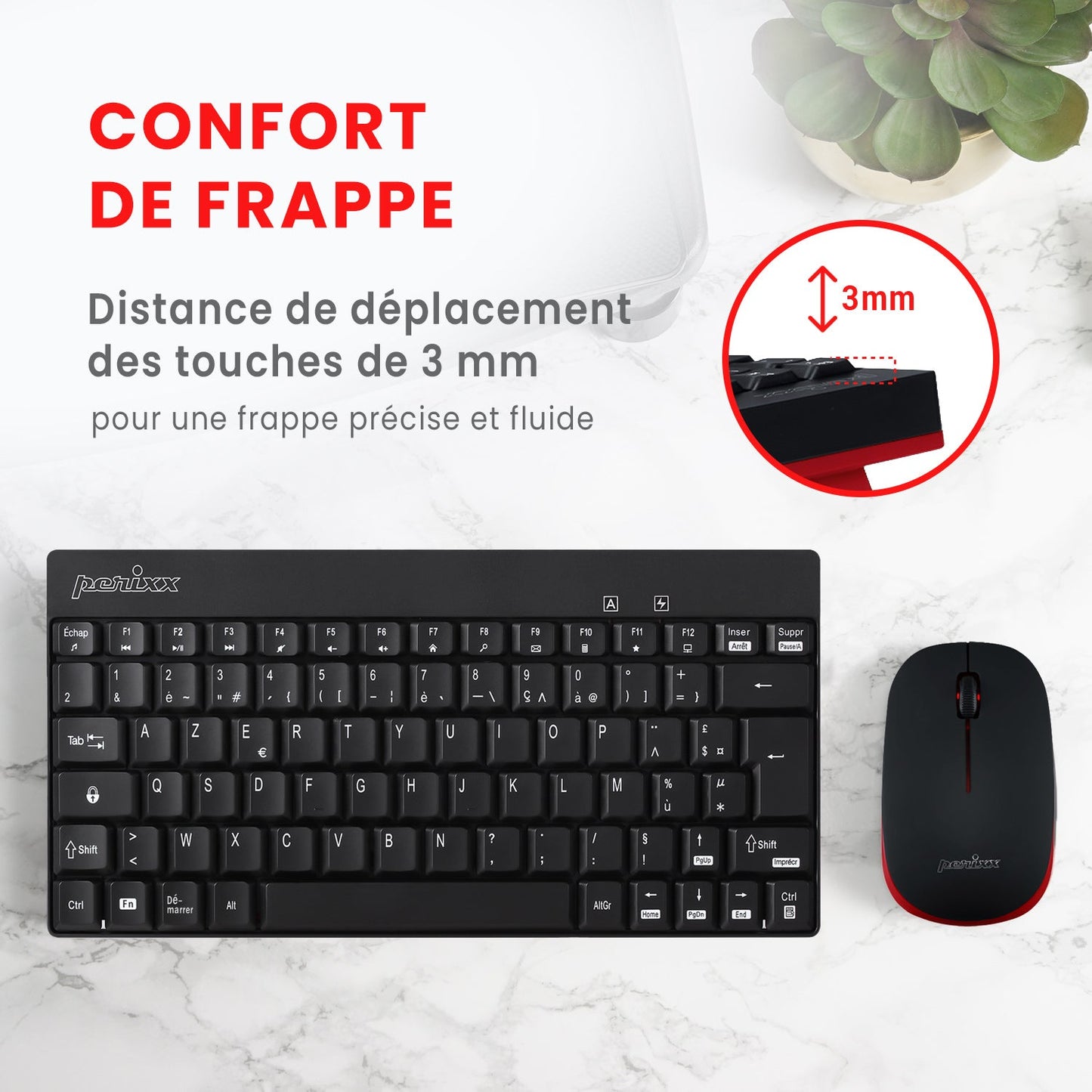 PERIDUO-712 Wireless Mini Keyboard and Mouse Combo