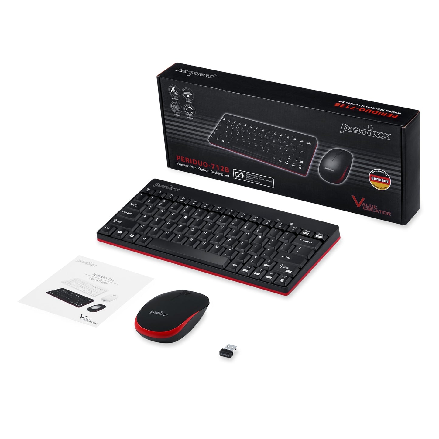 PERIDUO-712 Wireless Mini Keyboard and Mouse Combo