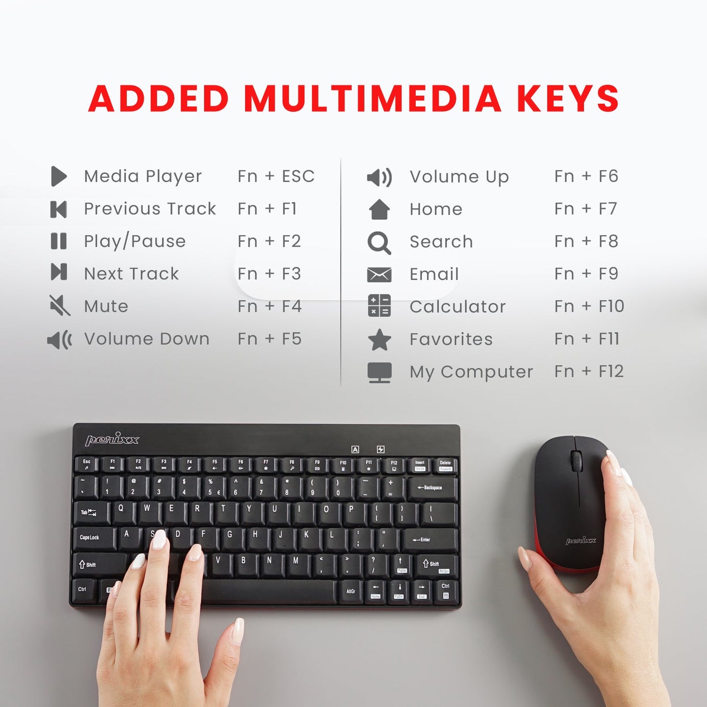 PERIDUO-712 Wireless Mini Keyboard and Mouse Combo