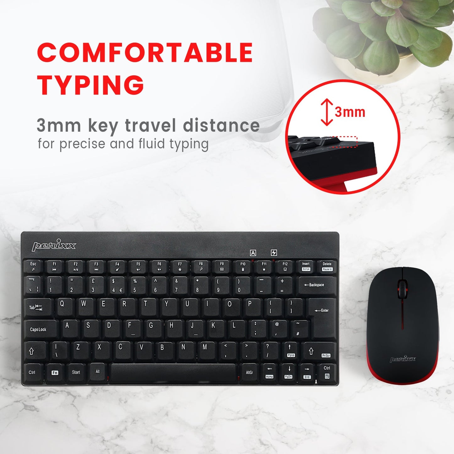 PERIDUO-712 Wireless Mini Keyboard and Mouse Combo