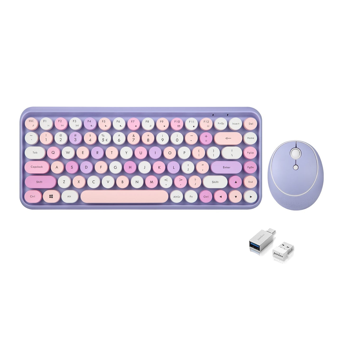 PERIDUO-713 PL - Wireless Vintage Purple Mini Combo (75% Keyboard) - Perixx Europe