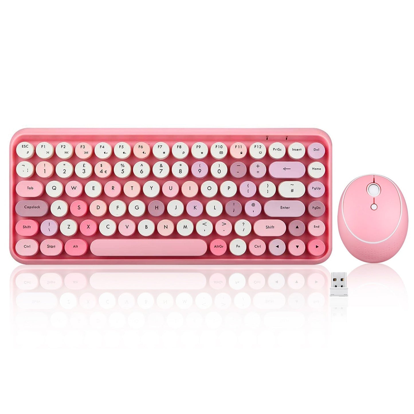 PERIDUO - 713 Wireless Vintage Pink Mini Keyboard and Mouse Combo - Perixx Europe