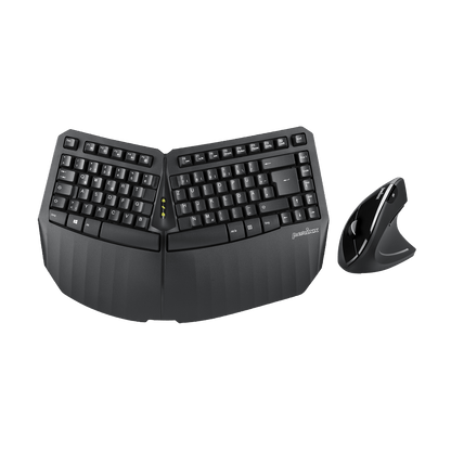 PERIDUO-813B Wireless Ergonomic Compact Keyboard & Vertical Mouse - Bundle with a 6-Button Ergonomic Vertical Mouse - Black - Perixx Europe