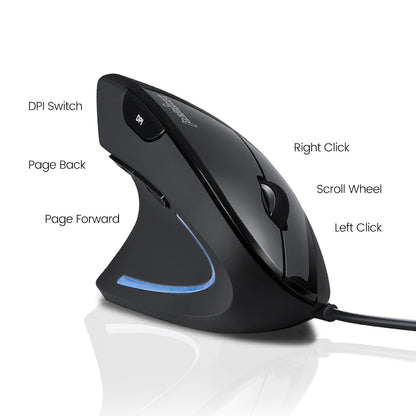 PERIMICE-513 L - Wired Left-Handed Ergonomic Vertical Mouse - Perixx Europe