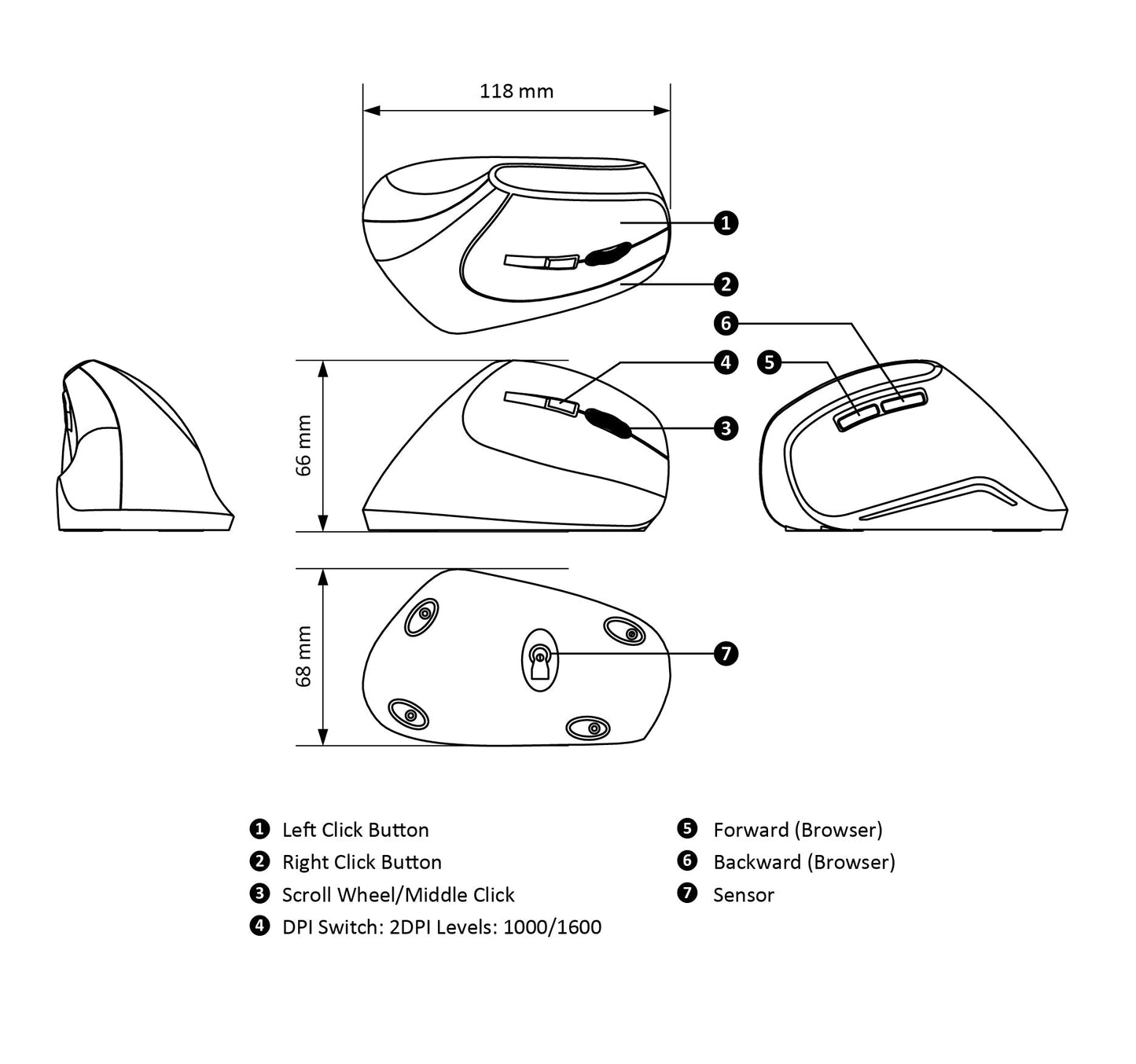 PERIMICE-515 II - Wired Ergonomic Vertical Mouse For Medium To Large Hand-Size - Perixx Europe