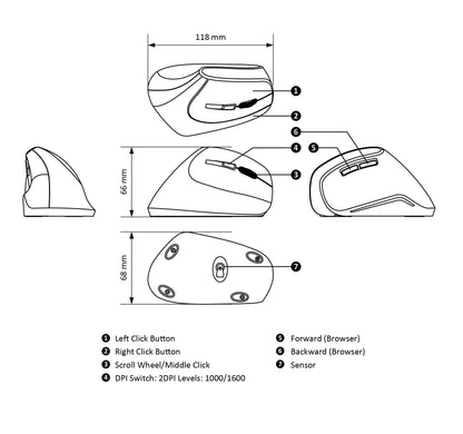 PERIMICE-515 II - Wired Ergonomic Vertical Mouse For Medium To Large Hand-Size - Perixx Europe