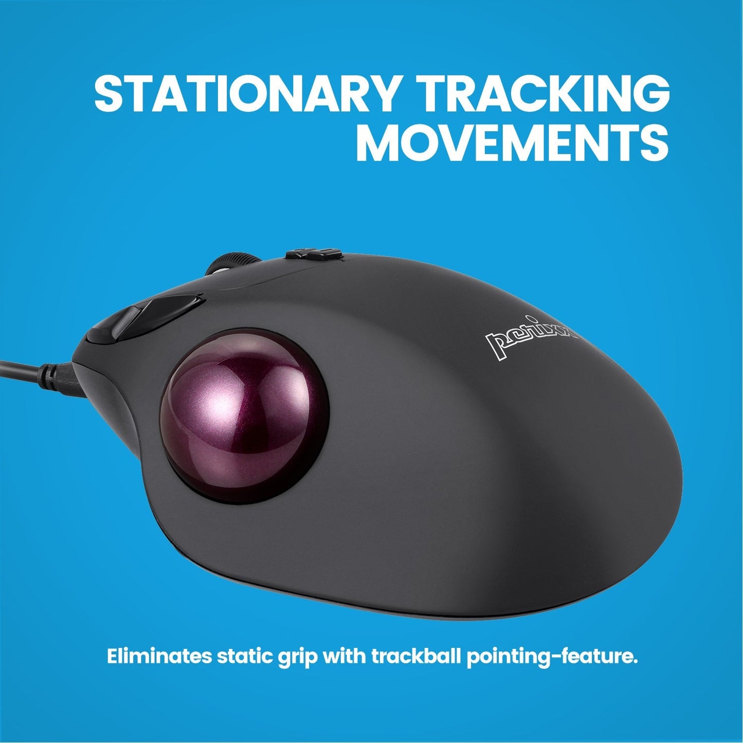 PERIMICE-517 - Wired Ergonomic Vertical Trackball Mouse Silent Click - Perixx Europe