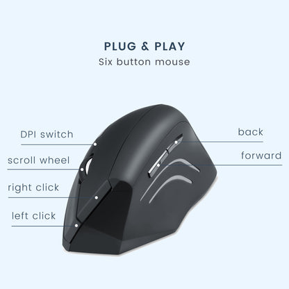 PERIMICE-608 - Wireless Ergonomic Vertical Mouse Programmable Buttons - Perixx Europe