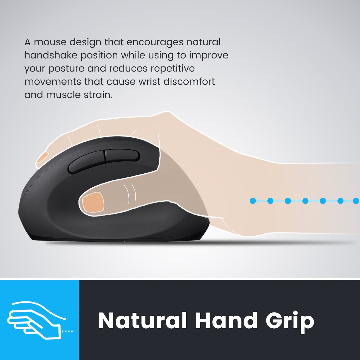 PERIMICE-619 - Wireless Ergonomic Vertical Mouse with Silent Click and Small Design- Multi-Device - Perixx Europe