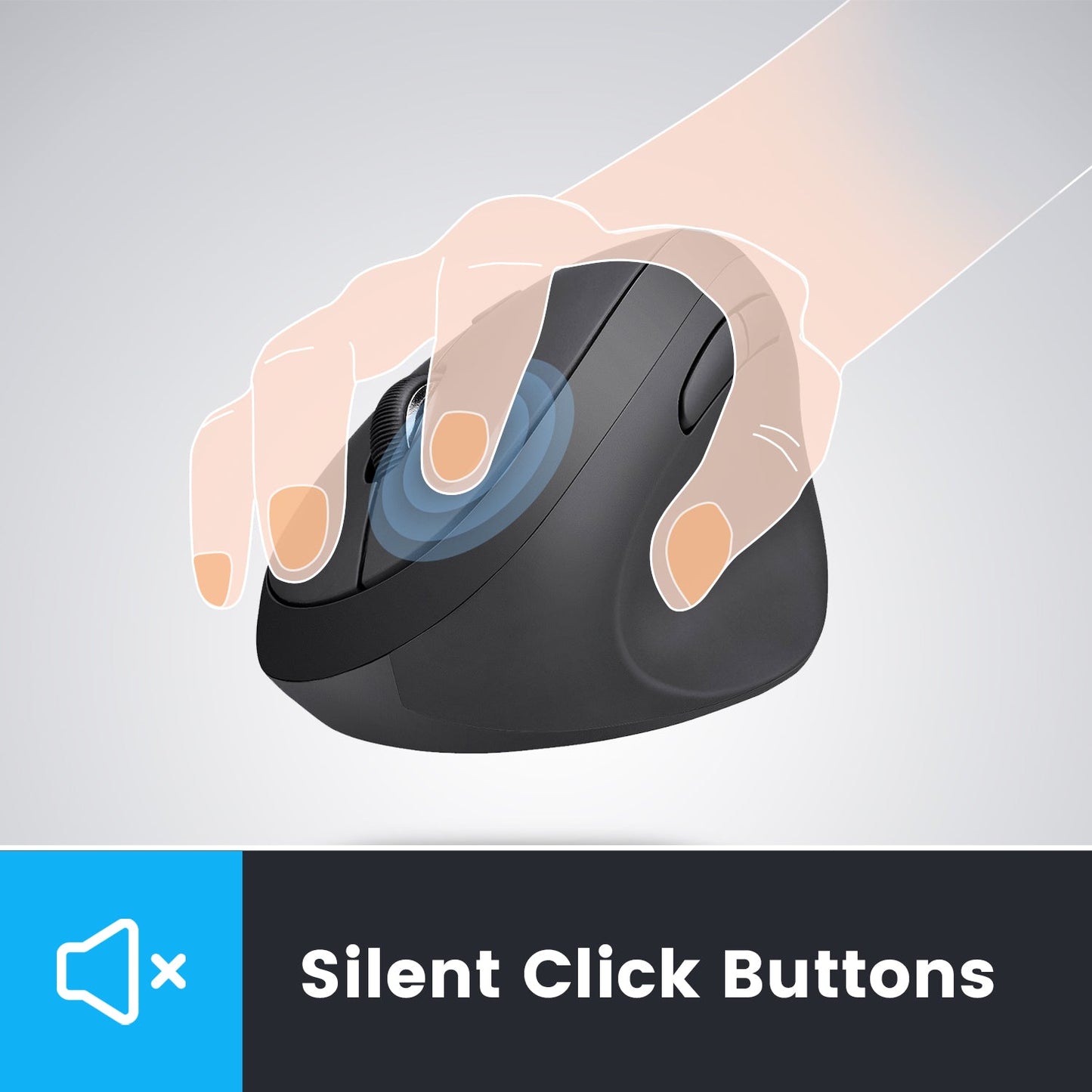 PERIMICE-619 - Wireless Ergonomic Vertical Mouse with Silent Click and Small Design- Multi-Device - Perixx Europe