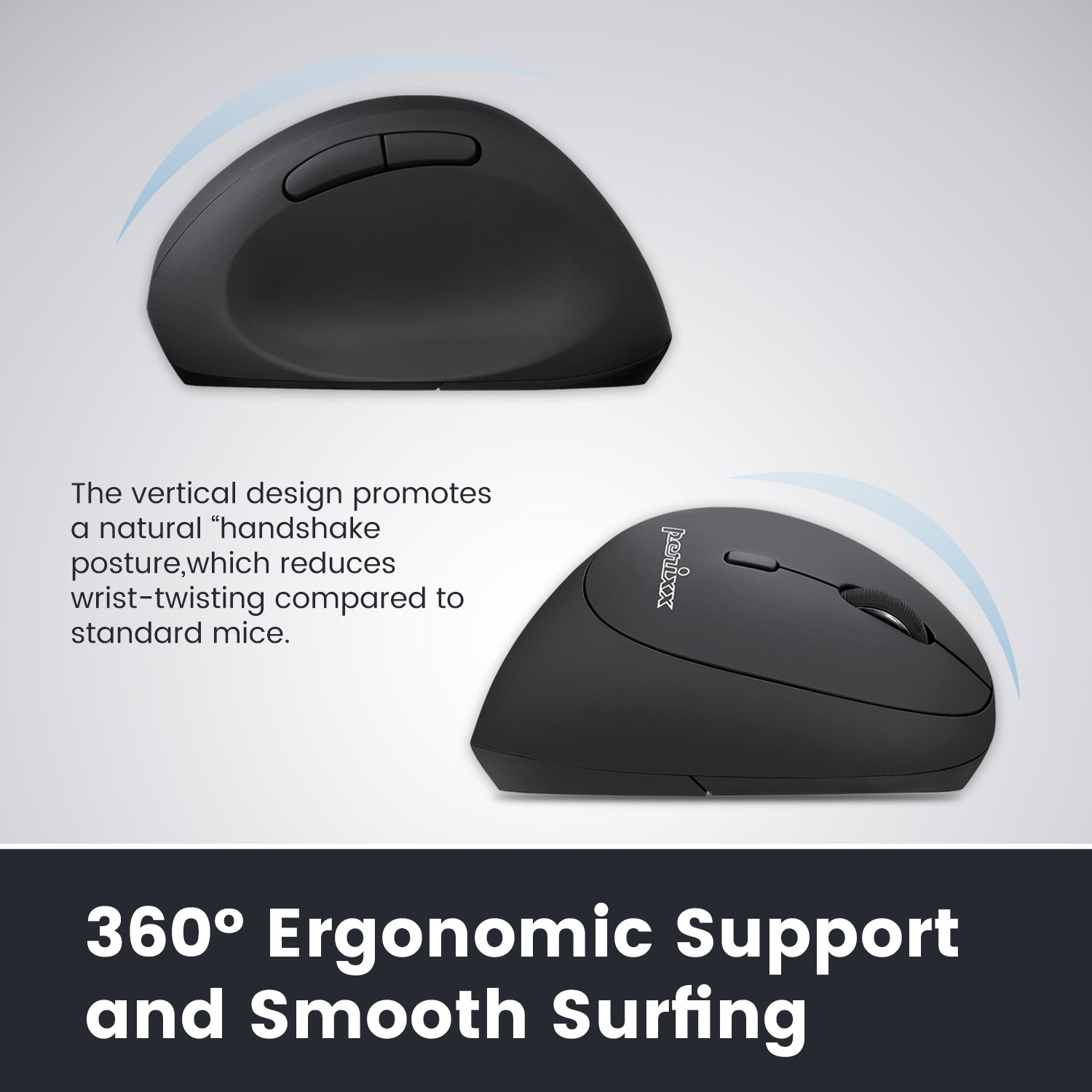 PERIMICE-619 - Wireless Ergonomic Vertical Mouse with Silent Click and Small Design- Multi-Device - Perixx Europe