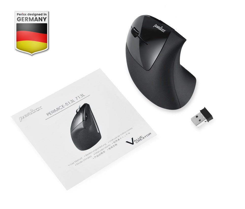 PERIMICE-713 L - Left-handed Wireless Ergonomic Vertical Mouse - Perixx Europe