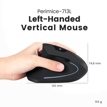 PERIMICE-713 L - Left-handed Wireless Ergonomic Vertical Mouse - Perixx Europe