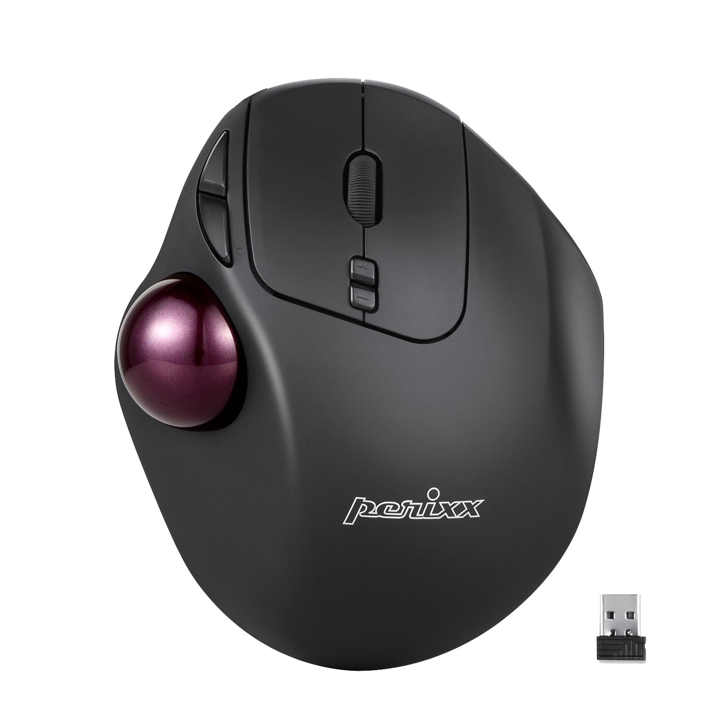 PERIMICE-717 Wireless Ergonomic Vertical Trackball Mouse with Pointing Feature - 5 Programmable Buttons