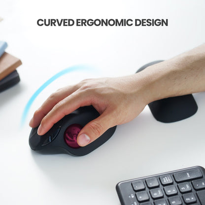 PERIMICE-717 Wireless Ergonomic Vertical Trackball Mouse with Pointing Feature - 5 Programmable Buttons