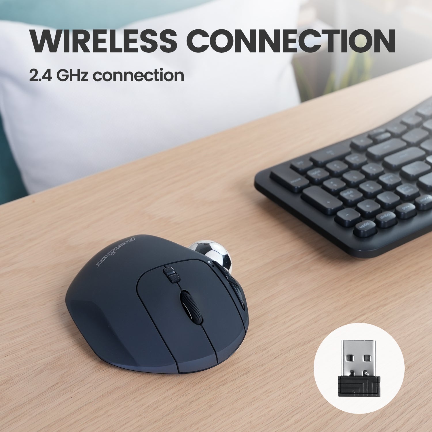 PERIMICE - 717 Wireless Ergonomic Vertical Trackball Mouse with Pointing Feature - 5 Programmable Buttons - Perixx Europe