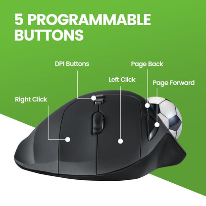 PERIMICE - 717 Wireless Ergonomic Vertical Trackball Mouse with Pointing Feature - 5 Programmable Buttons - Perixx Europe