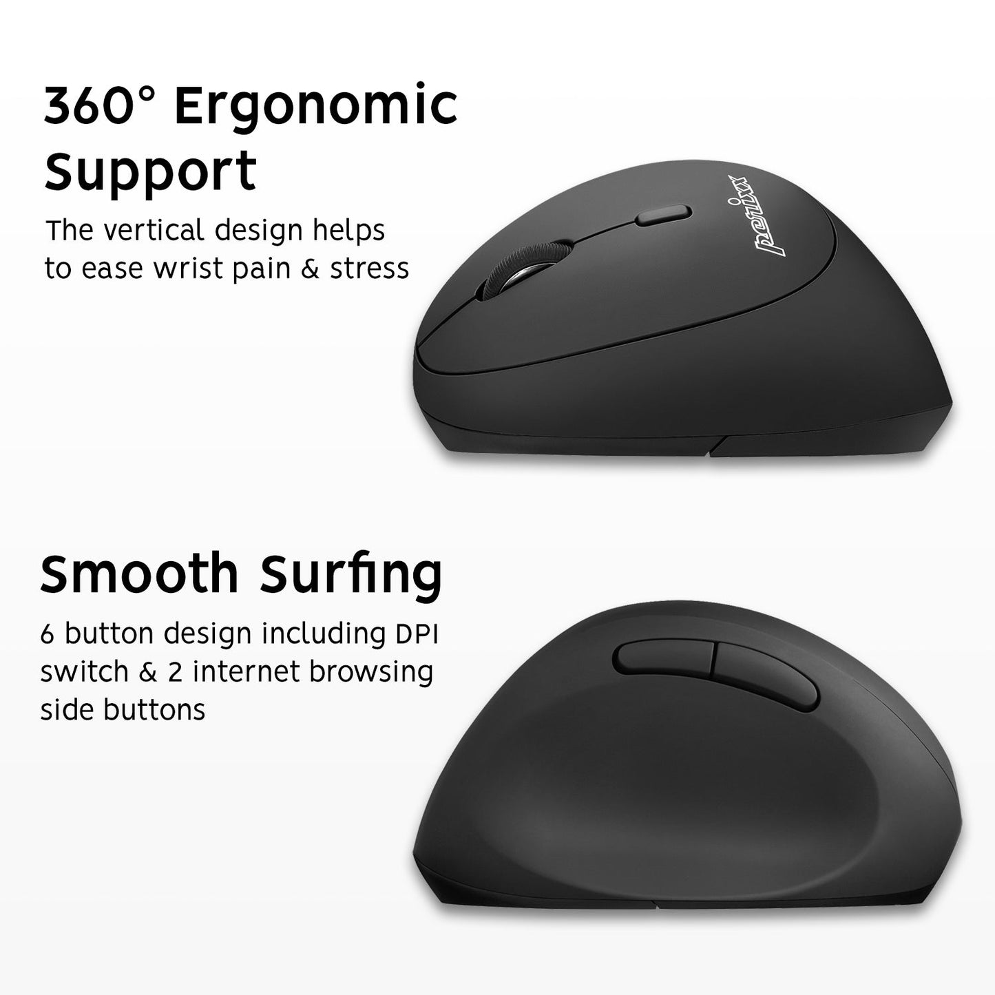 PERIMICE-719L - Left-handed Wireless Ergonomic Mouse Smaller Hand Size Silent Click - Perixx Europe