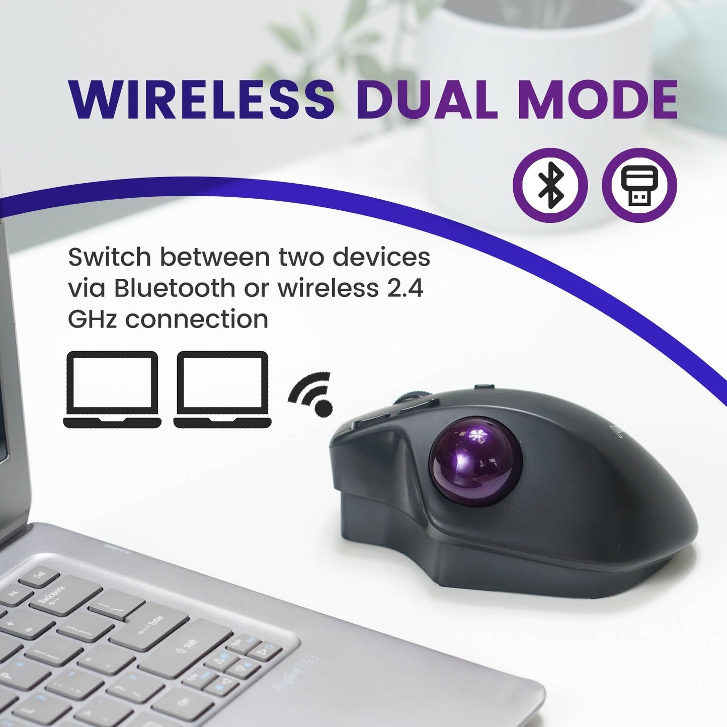 PERIMICE-720 - Wireless Bluetooth Ergonomic Vertical Trackball Mouse - Perixx Europe