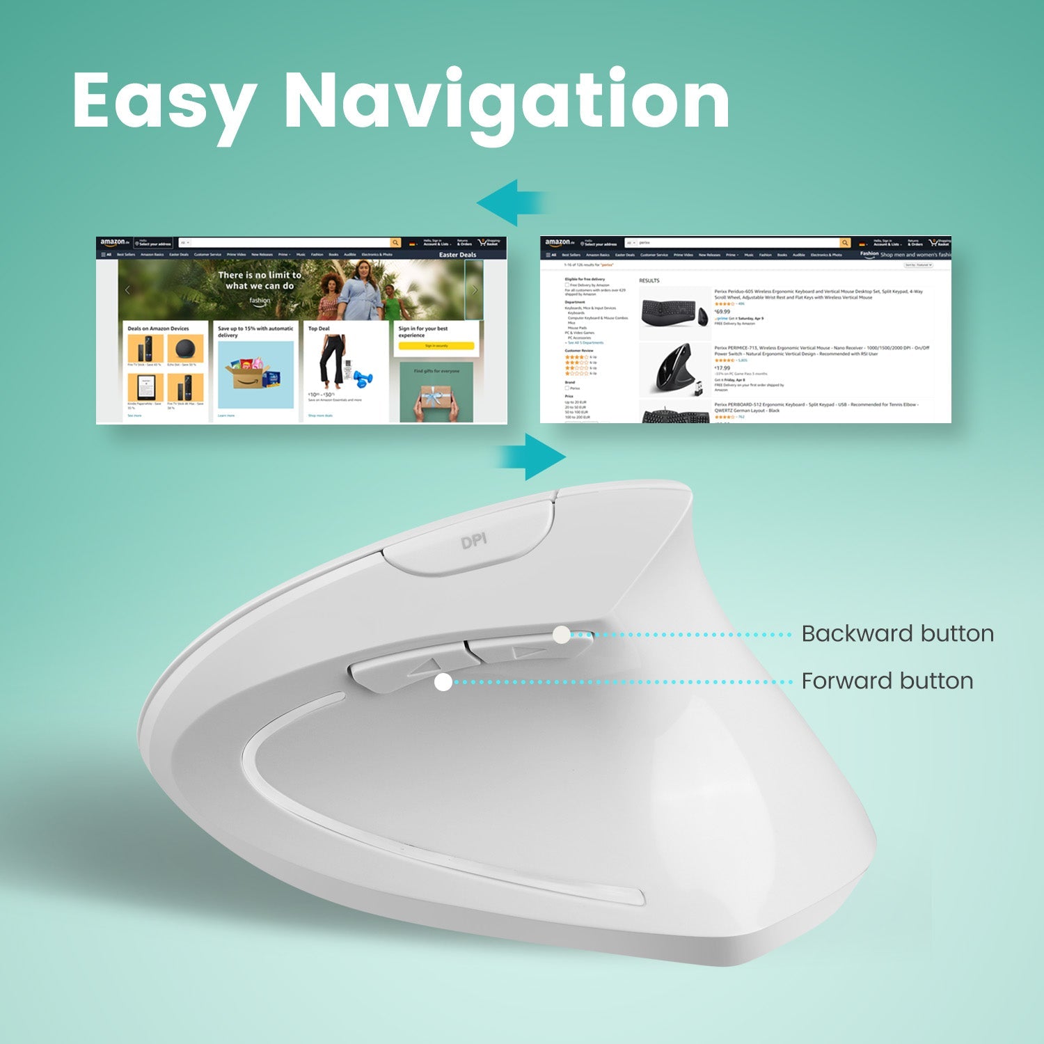 PERIMICE-813 - Wireless Ergonomic Vertical Mouse - Multi-Device - Perixx Europe