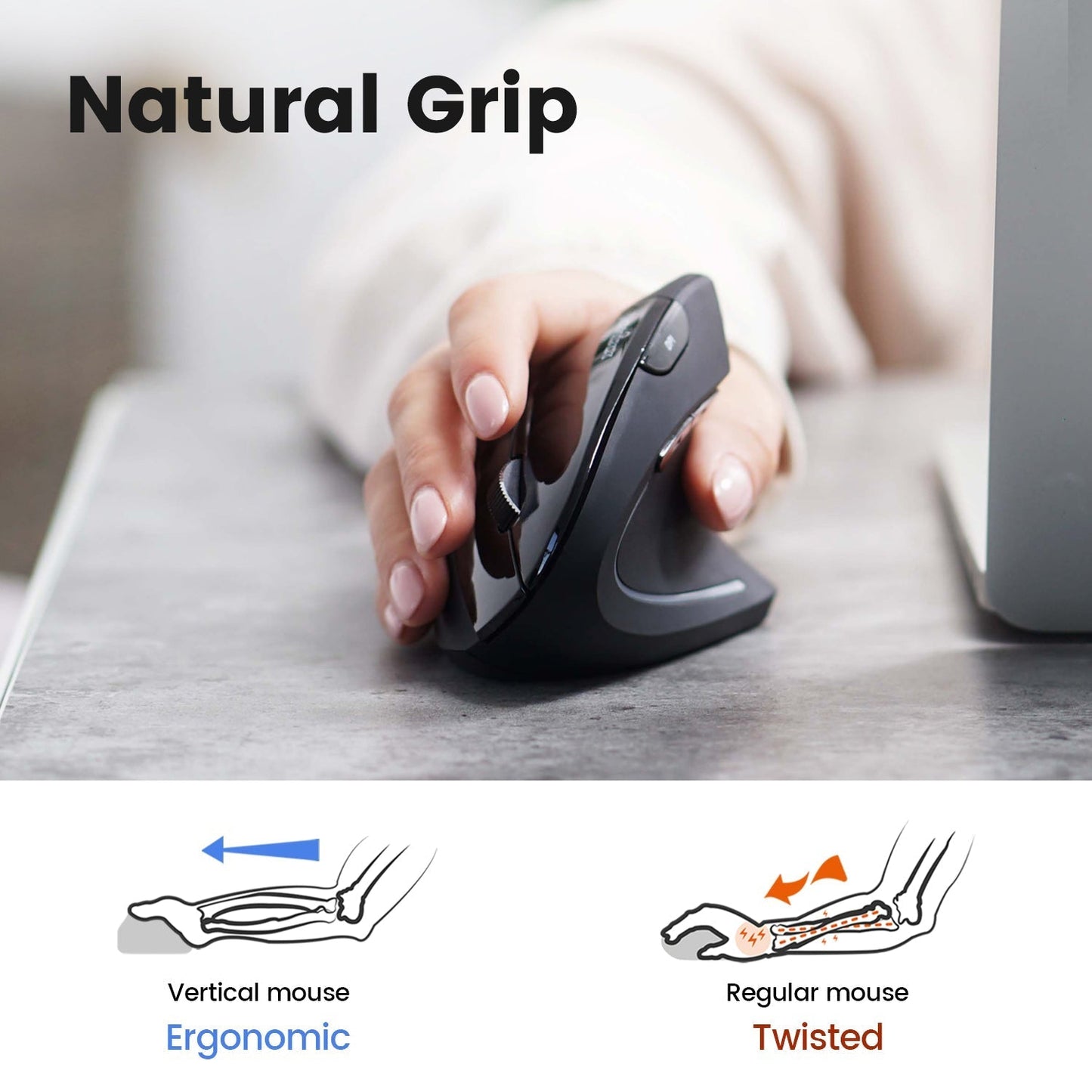 PERIMICE-813 - Wireless Ergonomic Vertical Mouse - Multi-Device - Perixx Europe