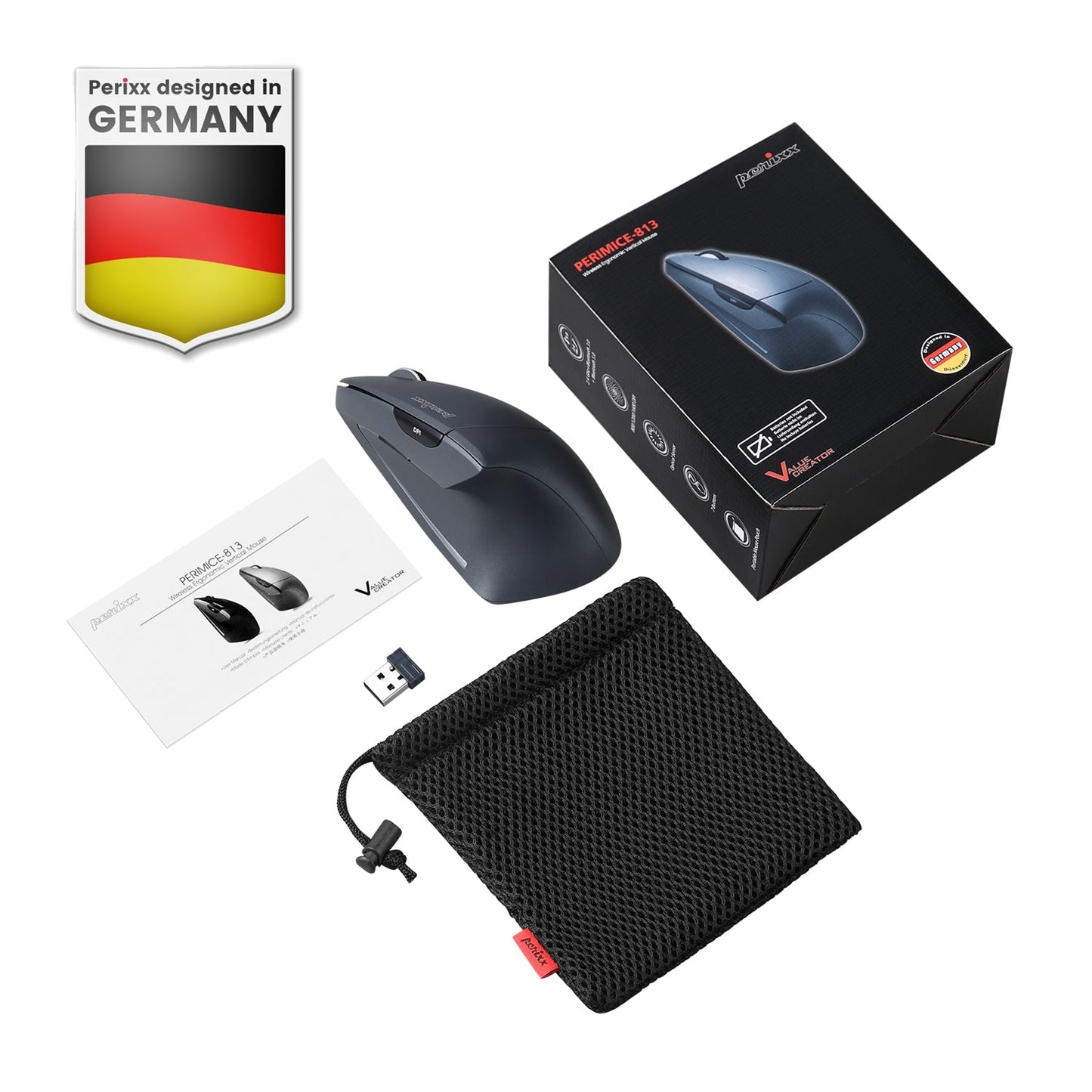 PERIMICE - 813 Wireless Ergonomic Vertical Mouse with Bluetooth Multi - Device Connectivity - Perixx Europe