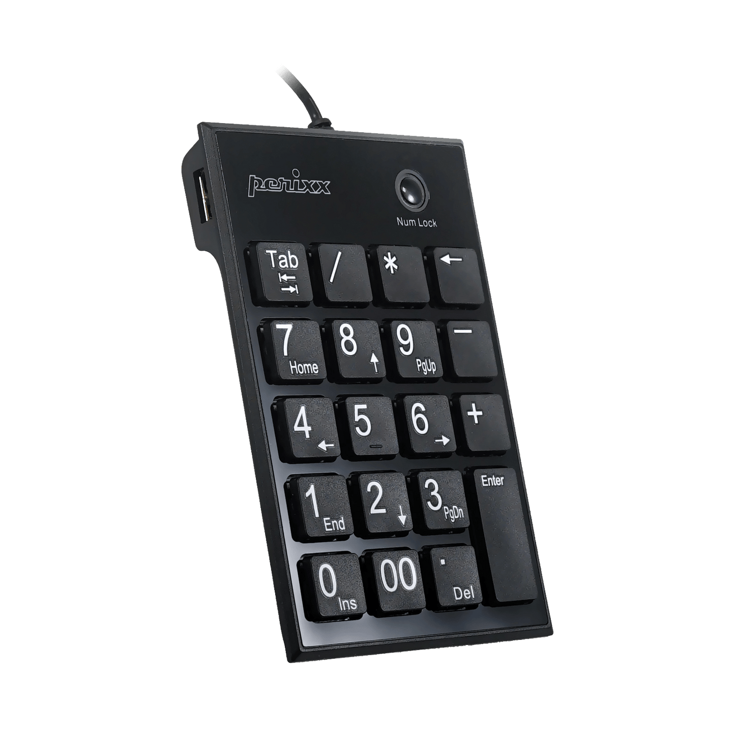 PERIPAD-202 H - Wired Numeric Keypad Scissor Keys Extra USB ports Large Print Letters - Perixx Europe