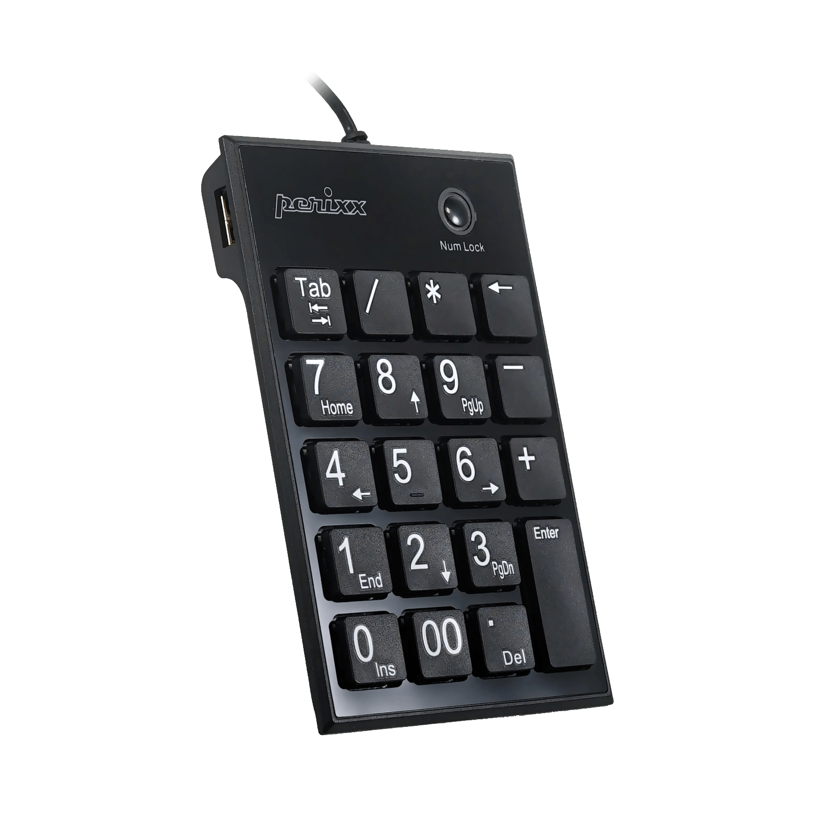 PERIPAD-202 H - Wired Numeric Keypad Scissor Keys Extra USB ports Large Print Letters - Perixx Europe