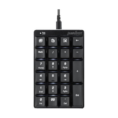 PERIPAD-303 - Wired Backlit Mechanical Numeric Keypad plus 4 Built-in Hotkeys - Perixx Europe