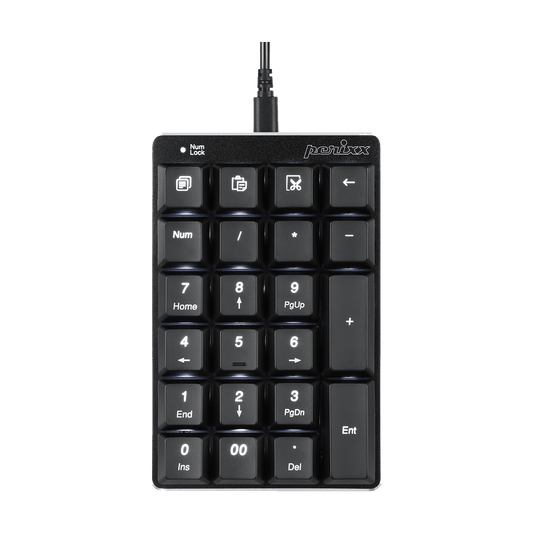 PERIPAD-303 - Wired Backlit Mechanical Numeric Keypad plus 4 Built-in Hotkeys - Perixx Europe