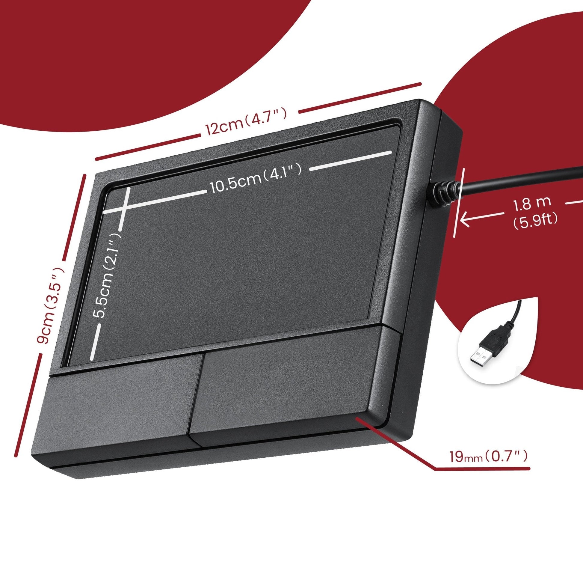 PERIPAD-504 - Wired Touchpad (Larger Surface) - Perixx Europe