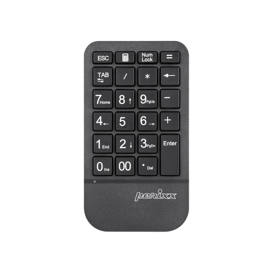 PERIPAD-705 - Wireless Numeric Keypad with Palm Rest Large Print Letters - US Layout - Perixx Europe