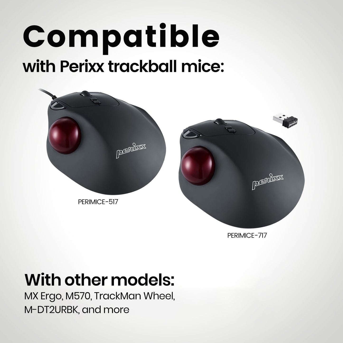 PERIPRO - 303 - 2 Glossy 34mm Trackballs Set - Perixx Europe