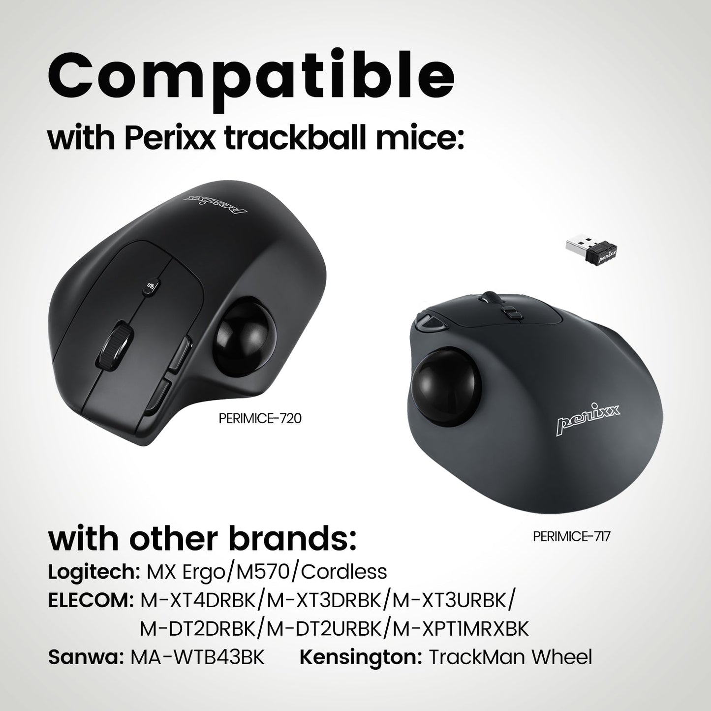 PERIPRO - 303 - 2 Glossy 34mm Trackballs Set - Perixx Europe