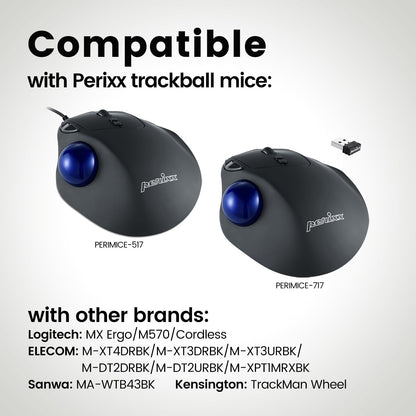 PERIPRO-303 GB - Glossy Blue 34mm Trackball - Perixx Europe