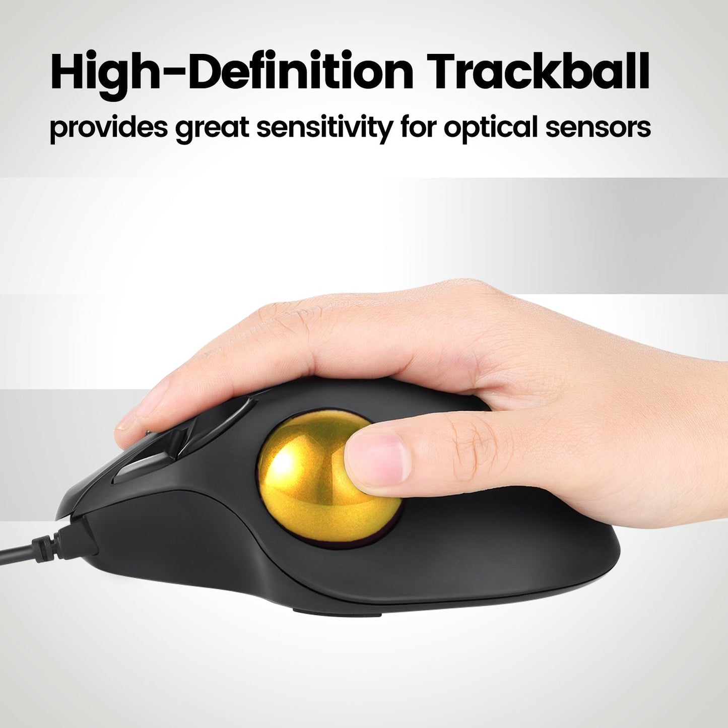 PERIPRO-303 GGO - Glossy Gold 34mm Trackball - Perixx Europe