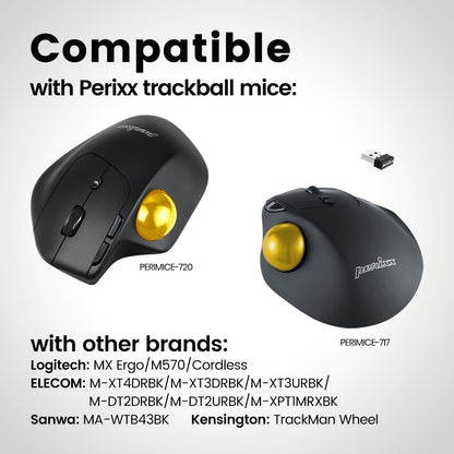 PERIPRO-303 GGO - Glossy Gold 34mm Trackball - Perixx Europe