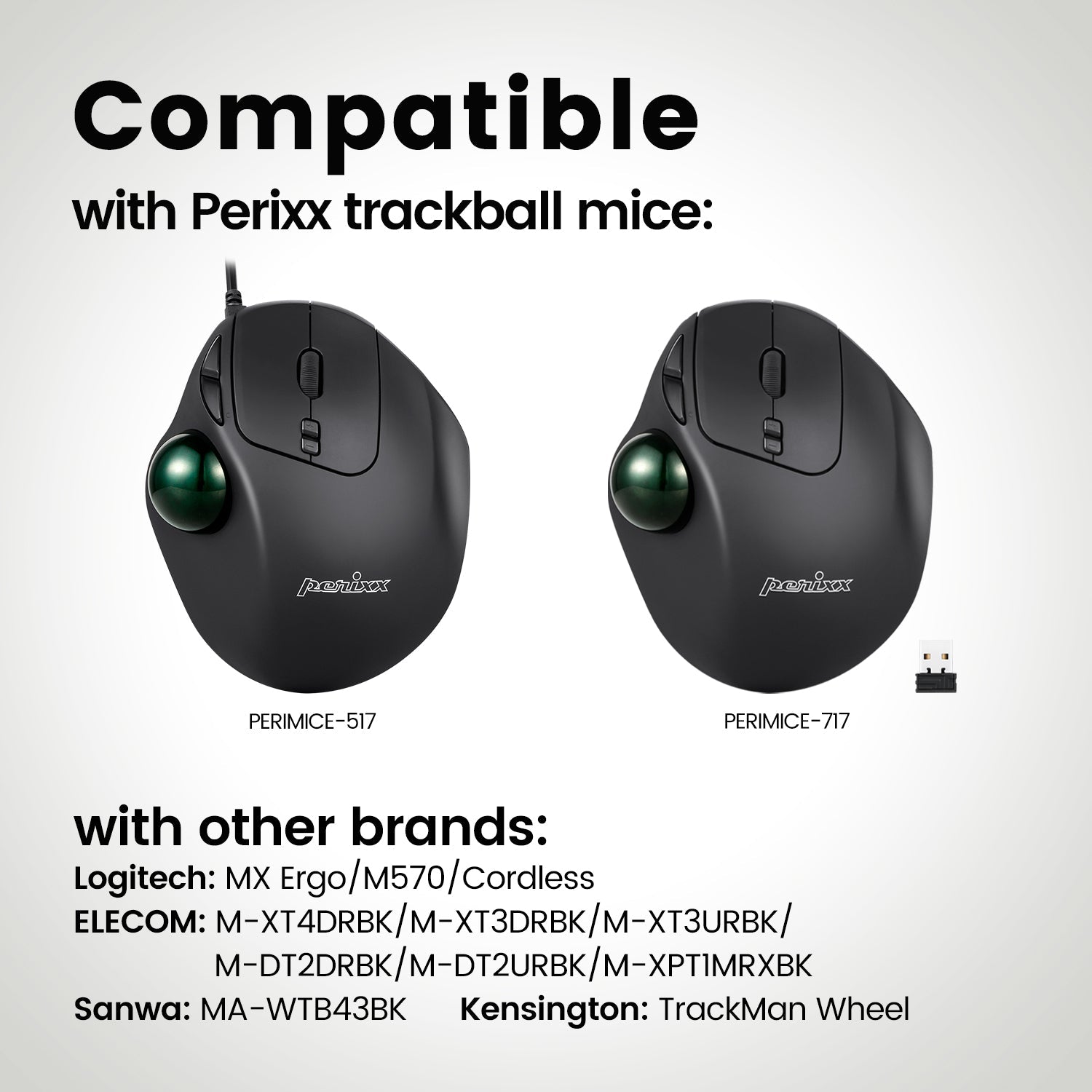 PERIPRO-303 GLG- Glossy Green 34mm Trackball - Perixx Europe